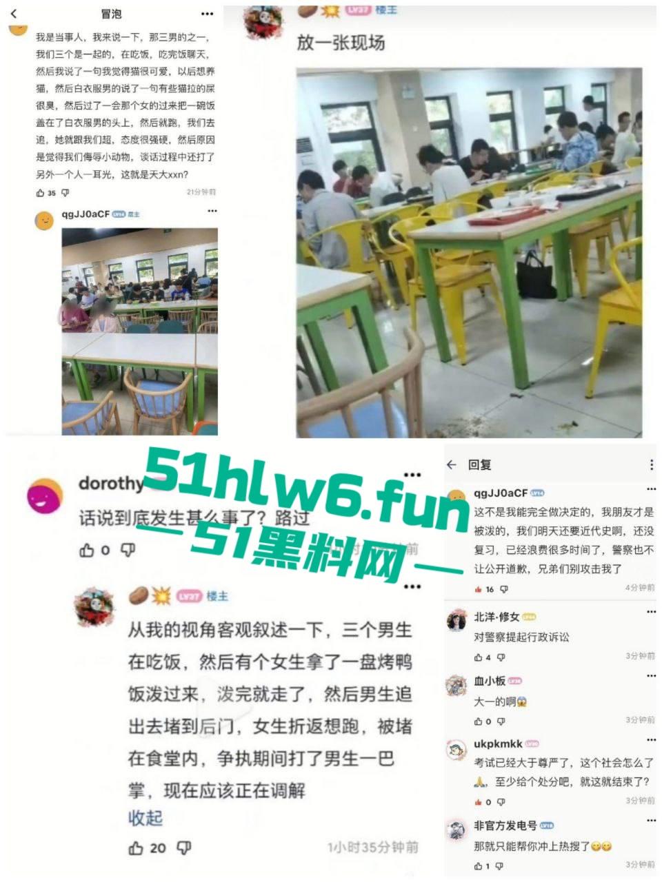 天津T0小仙女，在食堂听男生说猫拉屎很臭，竟然将烤鸭饭直接扣到男生头上。  第2张