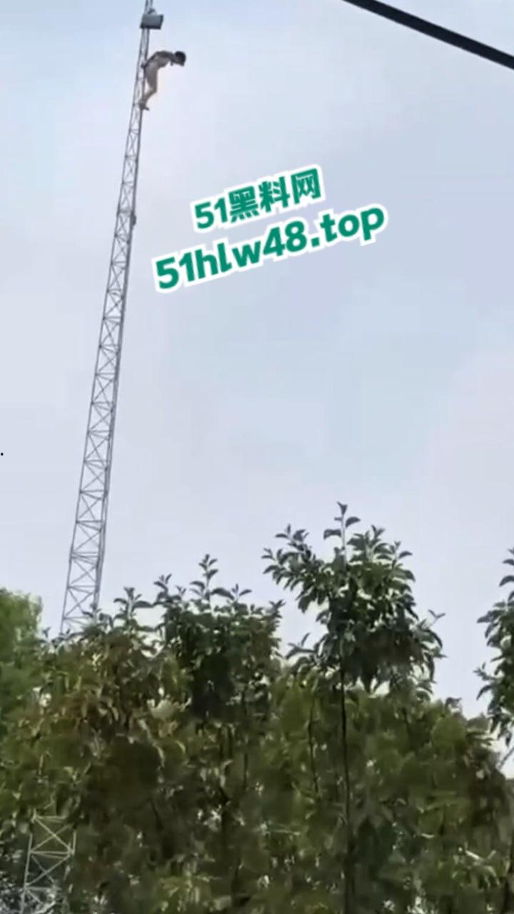 瓜友实拍裸女被绑电线杆，疑似是主人的任务逼迫美女爬上信号塔，再将其绑住完美展示。  第4张