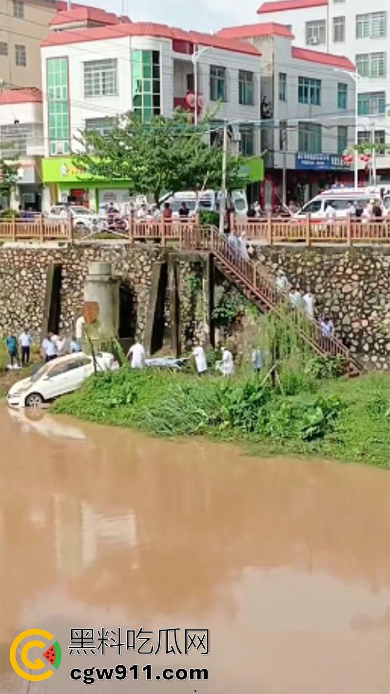 广东湛江女司机坠河，全程无人前去营救，万幸没有坠入河中，直到有群众报案后，才被120救走！  第3张
