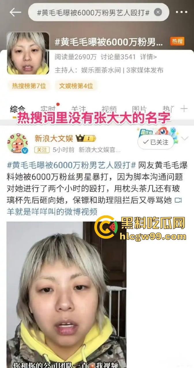 抖音黄毛毛自爆，6000万粉丝顶流男艺人『张大大』酒店暴打女编剧，2小时枕头玻璃杯狂砸，逼她下跪道歉！  第24张