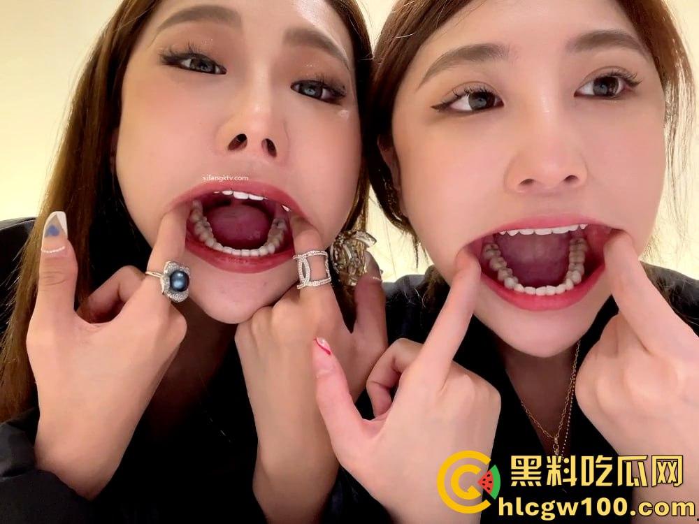 恋物口腔癖狂喜，两个颜值母狗对着镜头互相吐舌张嘴展示喉咙深处  第5张