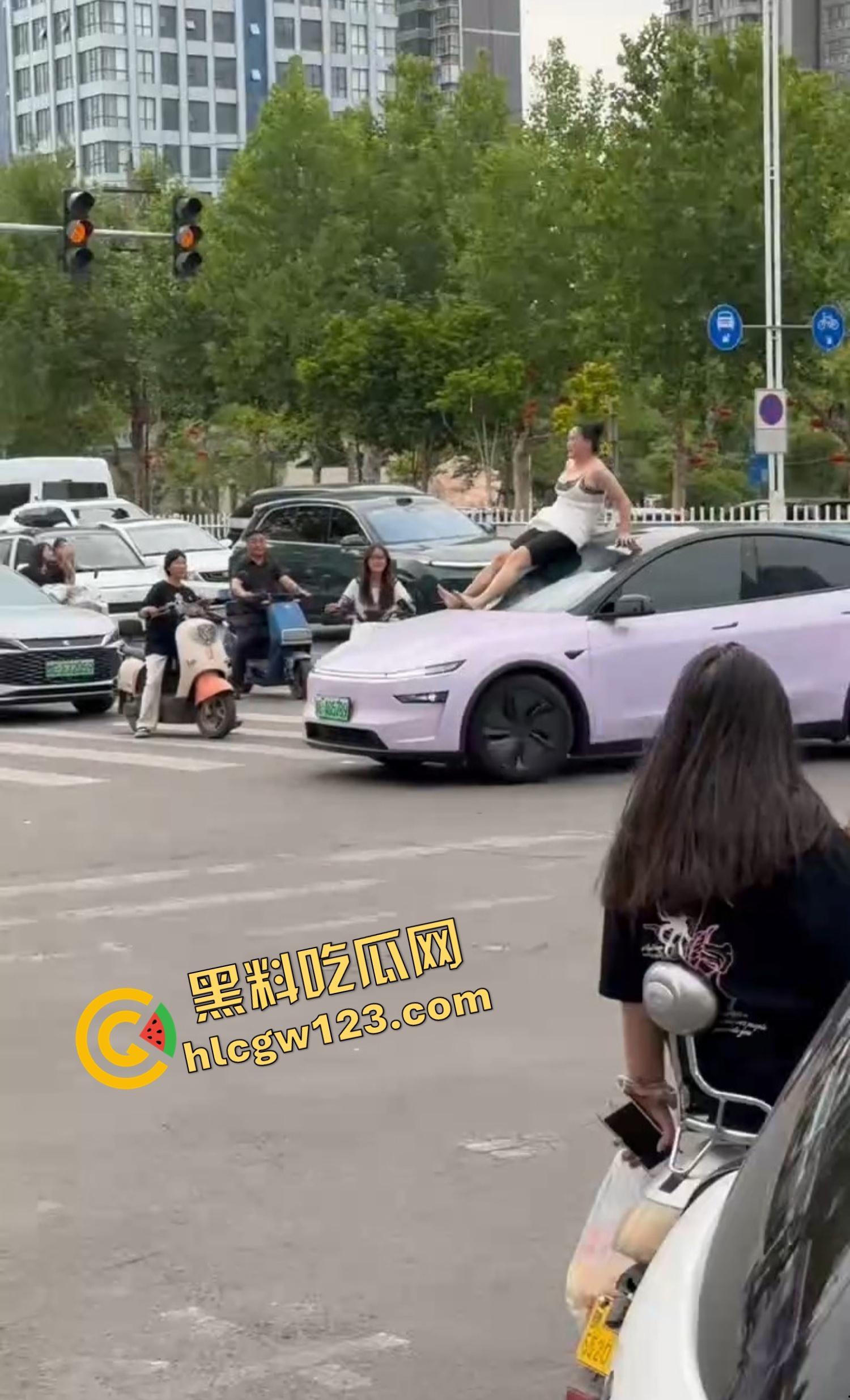 河南女版绿魔开挂上线，集美爬车无差别砸车，特斯拉一脚电门姐你是来耍杂技还是找死的？  第5张