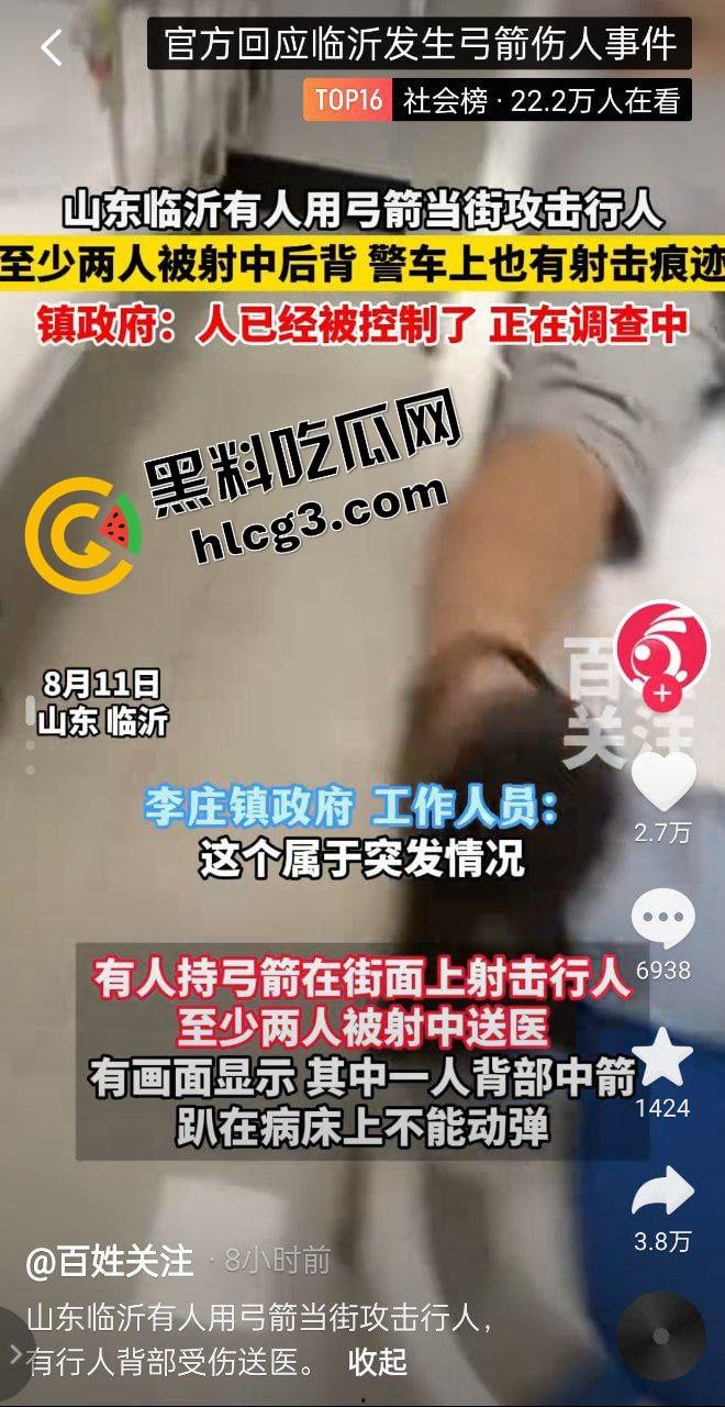 山东临沂惊现国服后羿!一男子手握弓箭射击路人 仿佛置身游戏 乱箭射伤2人与汽车! 第1张 山东临沂惊现国服后羿!一男子手握弓箭射击路人 仿佛置身游戏 乱箭射伤2人与汽车! 第1张