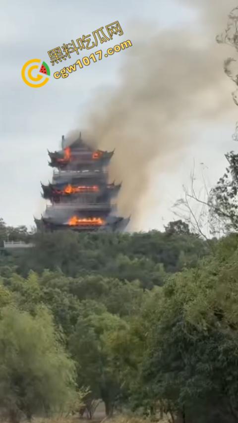 张家港凤凰山火焰翻腾：古寺在烈火中化为飞灰，黑烟滚滚，古建焦黑，无情怒火吞噬文化遗珍，可怕景象令人心碎  第3张