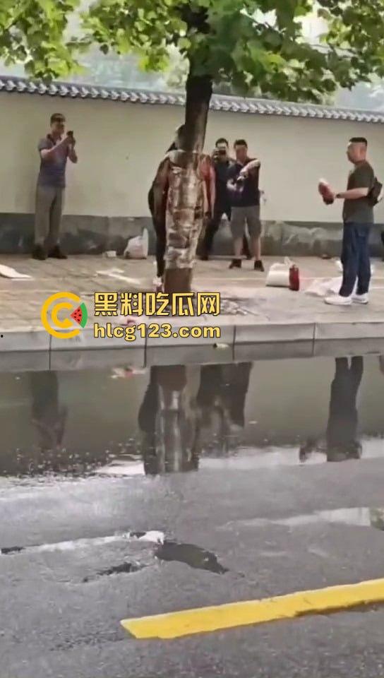 城里人的离谱操作！脱光缠树上撒面粉，这画面简直像缅北逃猪仔被抓！  第8张